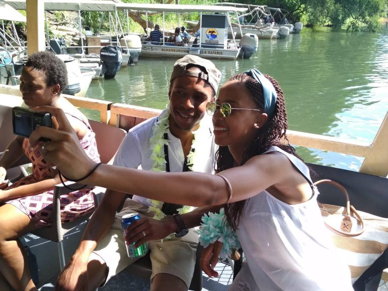 Traveyola River Boat Cruise on the Water Kasane Zambezi Couple