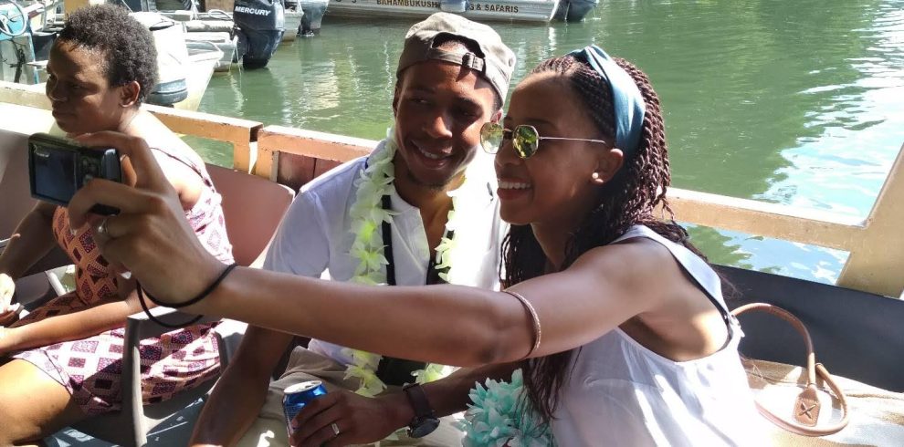 Traveyola River Boat Cruise on the Water Kasane Zambezi Couple
